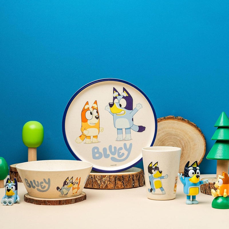 Zak Designs Bluey Kids Dinnerware Set 3 Pieces, Durable and Sustainable Melamine Bamboo Plate, Bowl, and Tumbler are Perfect For Dinner Time With Family (Bluey, Bingo, Bandit, Chilli) - Image 2